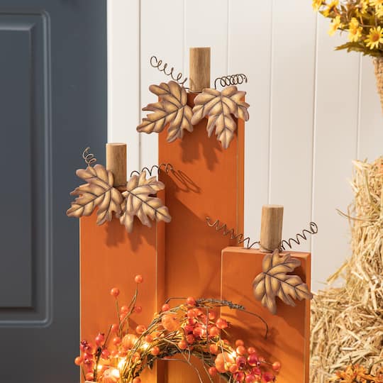 Glitzhome® 30" Fall Lighted Pumpkin & Wreath Décor with Timer